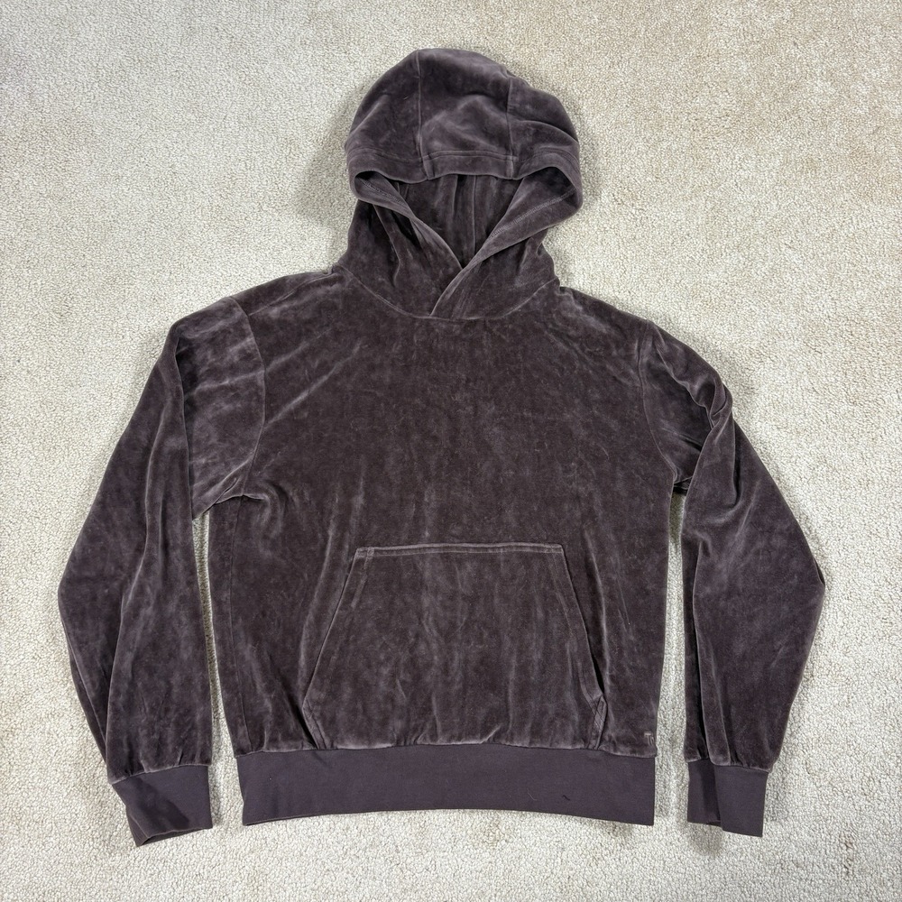 TNA Aritzia Audrina Velour Hoodie Rich Mocha Brown Size Small Pullover Soft
